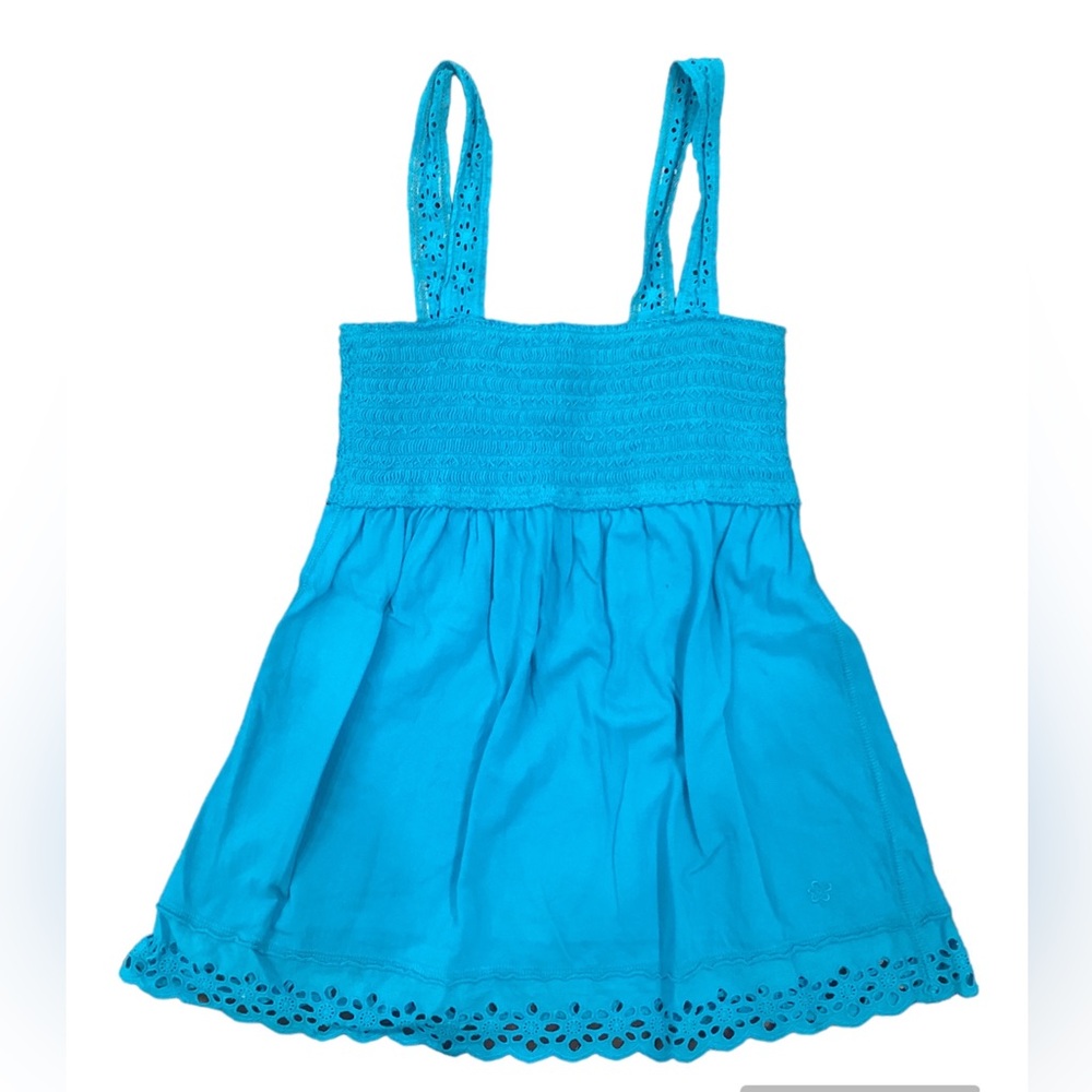 BOGO 🥳 Limited Too blue tank top | girls 12 | eyelet smocked bodice summer fun